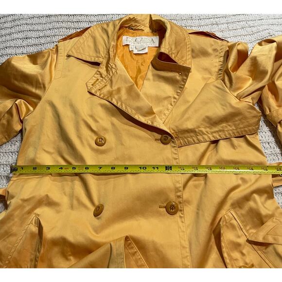 VTG Escada Margaretha Ley Trenchcoat Belted Womens US 6 EU 36 Coat Jacket Yellow - Picture 6 of 15